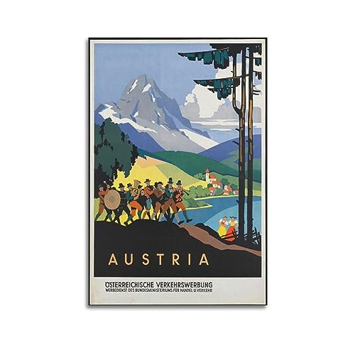 YBHF Vintage Travel Austria Band Poster Wandkunst Druck Retro Ästhetische Raumdekoration Bürodekorationen 30 x 45 cm ungerahmt von YBHF