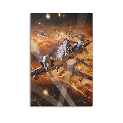 YBHF Vintage WWII Bomber Poster Messerschmitt Bf 110 Poster Wandkunst Druck Retro Ästhetische Raumdekoration Malerei Leinwand 40 x 60 cm Unrahmen von YBHF