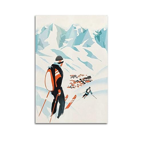 YBHF Winter-Poster, Ski-Poster, Wandkunstdruck, Retro, ästhetische Raumdekoration, Bürodekoration, 60 x 90 cm, ungerahmt von YBHF