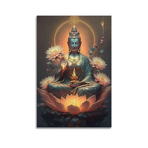 YBHF Zen-Poster, Buddha-Poster, Wandkunstdruck, Retro, ästhetische Raumdekoration, Bürodekoration, 50 x 75 cm, ungerahmt von YBHF