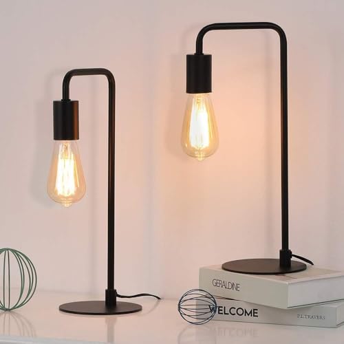 YBING Edison Schreibtischlampe, Industrie-Tischlampe, 2er-Set, moderne Nachttischlampen fürs Schlafzimmer, kleine Metalllampe für Nachttisch, Couchtisch, Schwarz von YBING