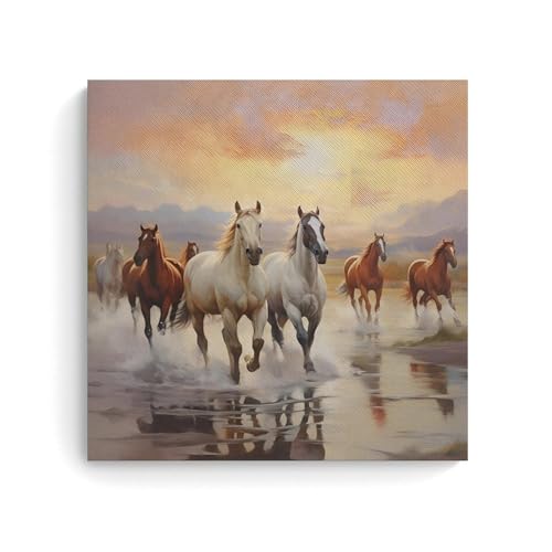 YBJDLO Pferde-Poster, Pferde, Bauernhofleben (2), Zimmer-Wohnzimmer-Dekor, moderne ästhetische Wandkunst, Geschenk für Freund, Bett, ungerahmt, 2, 40 x 40 cm von YBJDLO