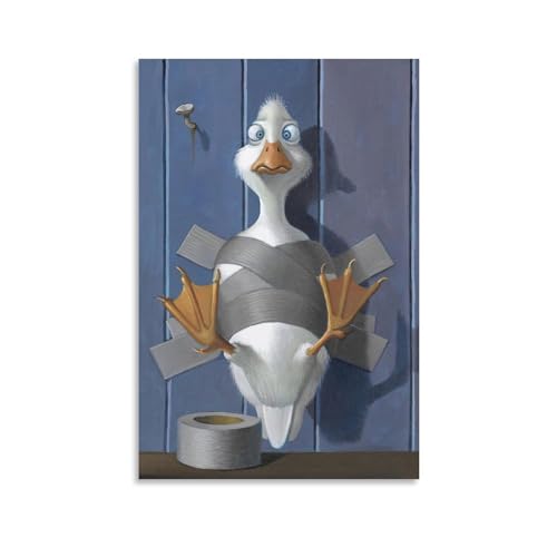 YBJDLO Tierposter Ente steckt an der Wand, Wohnzimmer, Dekoration, moderne ästhetische Wandkunst, Geschenk für Freunde, Bett, ungerahmt, 60 x 90 cm von YBJDLO