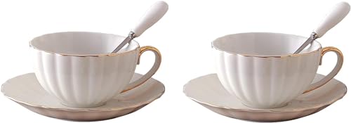 YBK Tech Classic Kaffeetasse und Untertasse aus feinem Porzellan Teetasse für Zuhause, Küche, Tee, Party weiß von YBKTEX