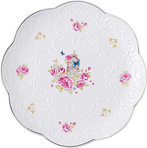 YBK Tech Dessertteller aus Knochenporzellan, Keramik, für Frühstück, Nachmittagstee, rosa Rosen (15,2 cm) von YBKTEX