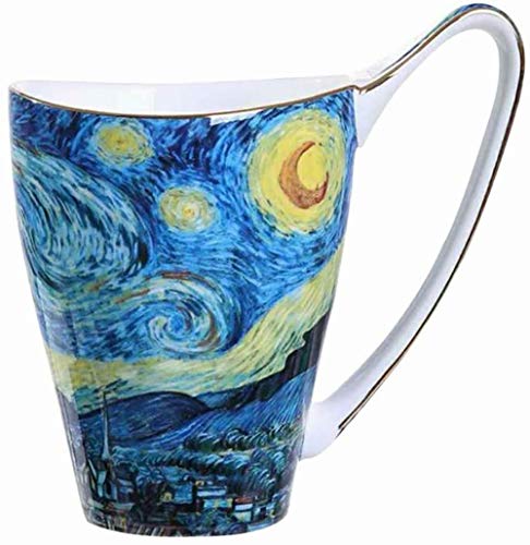 YBK Tech Kaffeetasse aus feinem Porzellan, 473 ml, große Teetasse – Design inspiriert von Van Gogh's Gemälden (Sternennacht) von YBK Tech