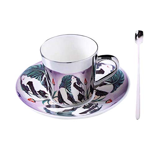 YBK Tech Kreatives handgefertigtes, spiegelbeschichtetes Tassen- und Untersetzer-Set aus Keramik mit Spiegeltassen (#3 (Silberset)) von YBK Tech