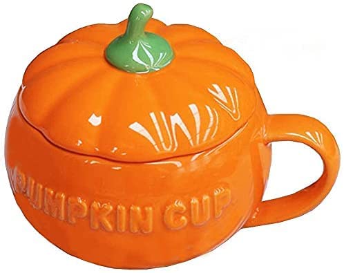 YBK Tech Süße Kürbisbecher aus Keramik, Kaffeetasse Milchbecher mit Deckel, 8.5oz (Tasse) von Eplze