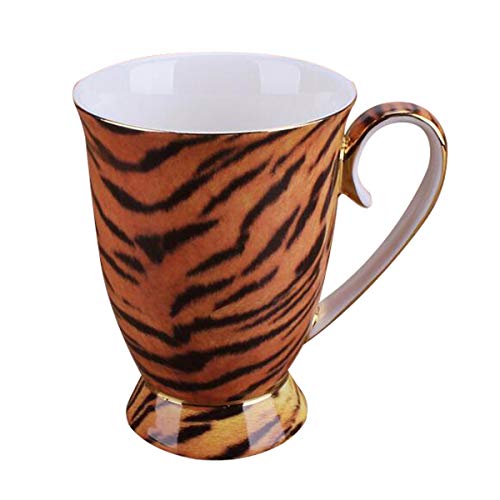 YBK Tech Porzellan-Teetasse, 266 ml, Kaffeetasse für Zuhause, Küche, Büro (Tiger-Aufdruck) von YBK Tech
