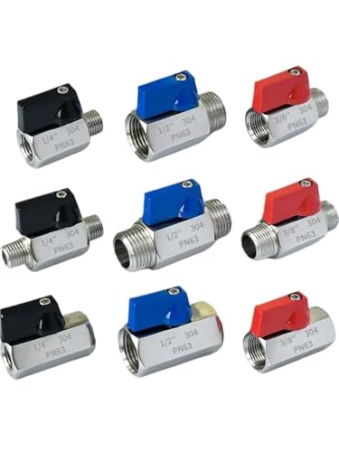 Edelstahl Mini-Kugelhahn Doppelter Innendraht Doppelter Außendraht Innen-Außendraht Gewinde Miniatur-Wasser-Gas-Ventilschalter(F-F,3/8") von YBKIASLYT