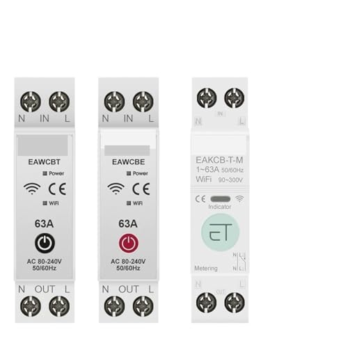 WiFi Smart Circuit Breaker MCB 1P + N 63A Zeit Relais Schalter Energie Meter kWh Spannung Strom Protector Fernbedienung(EWeLink Single,40A) von YBKIASLYT