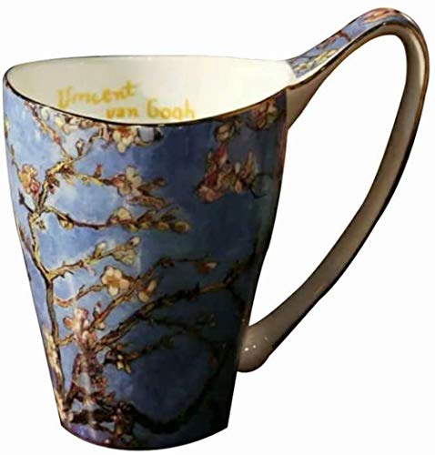 YBK Tech Kaffeetasse aus Knochenporzellan, 473 ml, große Teetasse – Design inspiriert von Van Gogh's Gemälden (Aprikosenblume) von YBKTEX