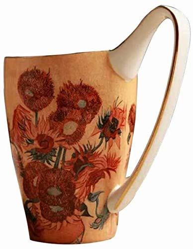 YBK Tech Kaffeetasse aus feinem Porzellan, 473 ml, große Teetasse – Design inspiriert von Van Gogh's Gemälden (Sonnenblume) von YBKTEX