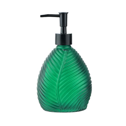 Tischseifenspender 2er-Pack Seifenspender aus Glas, Handseifenflaschen aus Glas mit Blattprägung, Spenderflaschen mit Druckfunktion Compatible with Küchen, Badezimmer und Toiletten(Dark Green) von YBNKKUXKN