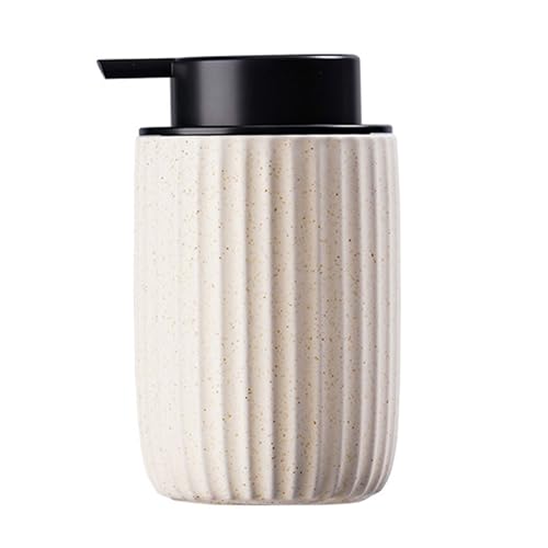Tischseifenspender 2er-Pack Seifenspender aus Keramik, Lotion-Handseifenspender und Mousse-Schaumflaschen Compatible with Hotelküchen und Badezimmer(Beige,Svart) von YBNKKUXKN