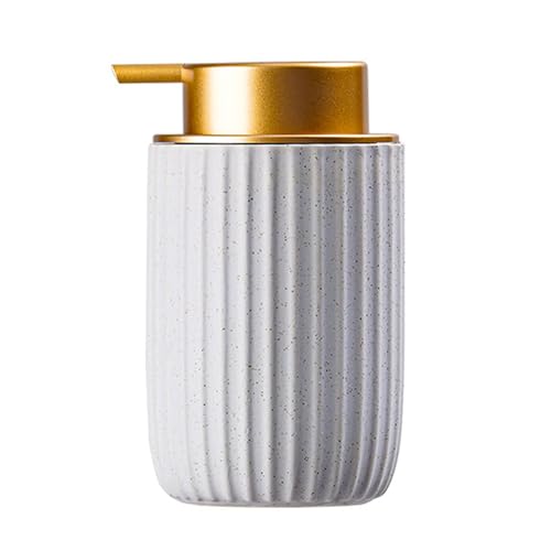 Tischseifenspender 2er-Pack Seifenspender aus Keramik, Lotion-Handseifenspender und Mousse-Schaumflaschen Compatible with Hotelküchen und Badezimmer(Bleu,Gold) von YBNKKUXKN