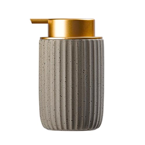 Tischseifenspender 2er-Pack Seifenspender aus Keramik, Lotion-Handseifenspender und Mousse-Schaumflaschen Compatible with Hotelküchen und Badezimmer(Grey,Gold) von YBNKKUXKN