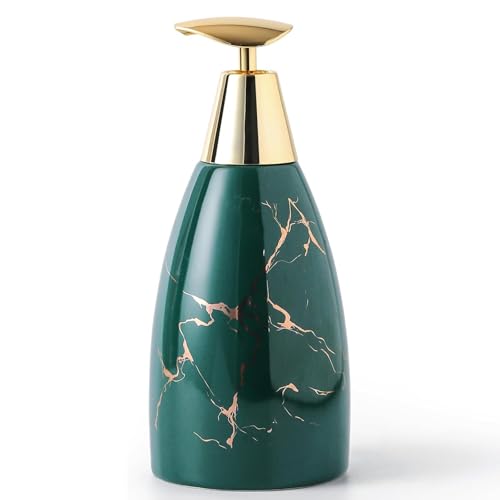 Tischseifenspender Goldene Seifenflasche mit Rotationspresse, Emulsionsflasche aus Keramik, geeignet Compatible with Badezimmer, dekorativer Handdesinfektionsspender auf der Arbeitsplatte(Groen) von YBNKKUXKN