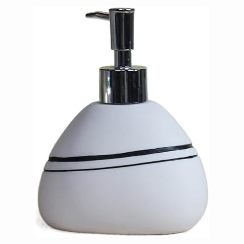 Tischseifenspender Seifenspender aus Keramik in Kieselsteinform for die Küche, nachfüllbarer Handseifenspender mit rostfreier Pumpe for Spülmittel, Handseife, Lotion Flasche(Blanc) von YBNKKUXKN