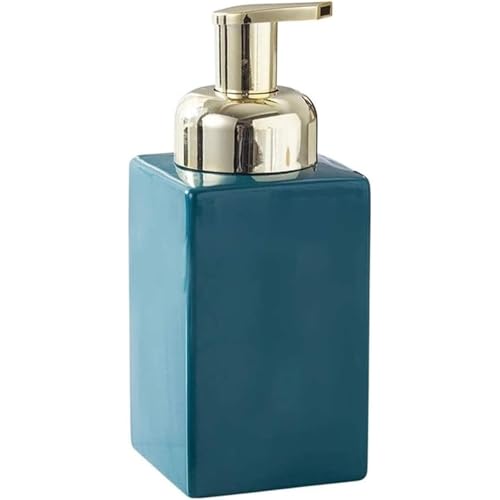 Tischseifenspender Seifenspender for die Arbeitsplatte, Seifenspender for das Badezimmer, Seifenflasche, eleganter Keramikschaum mit goldener Pumpe, Keramikflaschen, 420 ml(Groen) von YBNKKUXKN