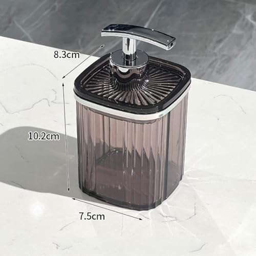 Tischseifenspender Transparenter Seifenspender mit rostfreier Pumpe, quadratischer Handseifenspender, Spenderseifenspender, geeignet Compatible with Küche und Bad(Bruin) von YBNKKUXKN