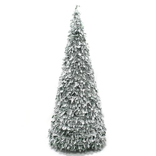 Weihnachtsbaum 6 Fuß künstlicher, beflockter Weihnachtsbaum mit Scharnier und Metallständer, schlanker, schneebedeckter Weihnachtsbaum for den Innen- und Außenbereich Dekoration(No light,1.5m) von YBNKKUXKN