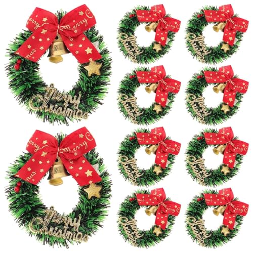 YBNKKUXKN 10 Stück Kleiner Weihnachtskranz mit Glocken, Weihnachtskranz, dekoratives Hängeornament, künstliche Weihnachtsdekoration for den Weihnachtsbaum YBNKKUXKN 10 Stück Kleiner Weihnachtskranz mit Glocken, Weihnachtskranz, dekoratives Hängeornament, künstliche Weihnachtsdekoration for den Weihnachtsbaum von YBNKKUXKN