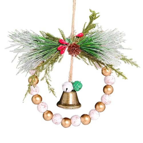 YBNKKUXKN 2 Stück Weihnachtskränze, Dekorationen, Glockenkranz for die Haustür, Weihnachtstürkranz for Wandfenster, Weihnachtsdekoration(Gold) von YBNKKUXKN