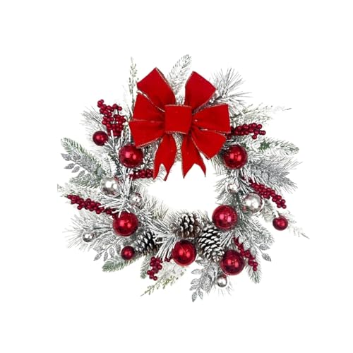 YBNKKUXKN ﻿2 Stück Weihnachtskranz 16 Zoll for die Haustür Weihnachtsdekor Kränze mit Schleife for Zuhause Tisch Wand Fenster(40cm) von YBNKKUXKN