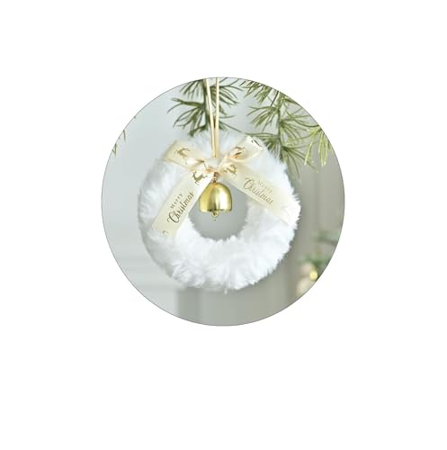 YBNKKUXKN 2 Stück dekorativer Weihnachtskranz mit Goldener Glocke, Plüsch-Weihnachts-Türbehang mit weißer Schleife for die Dekoration von Fenstern und Türen zu Hause(Blanc) von YBNKKUXKN