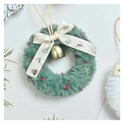 YBNKKUXKN 2 Stück dekorativer Weihnachtskranz mit Goldener Glocke, Plüsch-Weihnachts-Türbehang mit weißer Schleife for die Dekoration von Fenstern und Türen zu Hause(Groen) von YBNKKUXKN