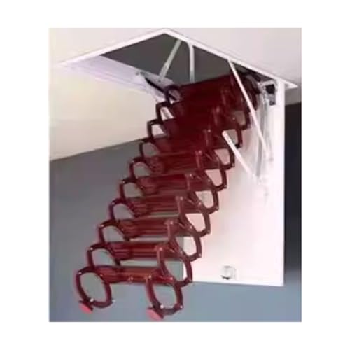YBNKKUXKN Auszugsleppe Loft Telescopic Leiter unsichtbarer vollautomatischer Kohlenstoffstahlhub Deckenende Teleskopleiter, tragende 250 kg Klapptreppe von YBNKKUXKN