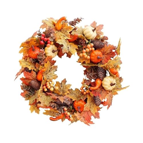 YBNKKUXKN Herbstkranz for die Haustür, 45 cm, hängender Herbstkranz mit Blättern, Beeren und Kürbisernte for Halloween und Weihnachten YBNKKUXKN Herbstkranz for die Haustür, 45 cm, hängender Herbstkranz mit Blättern, Beeren und Kürbisernte for Halloween und Weihnachten von YBNKKUXKN