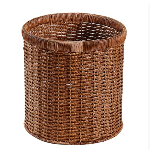 YBNKKUXKN Kleine Mülleimer ohne Deckel, Papierabfallkorb, schmaler Retro-Mülleimer aus Rattan-Imitat Compatible with Badezimmer und Schlafzimmer, 12 l von YBNKKUXKN