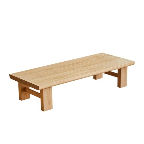 YBNKKUXKN Möbel Couchtisch Couchtisch aus massivem Holz, Tatami, niedriger Retro-Langbodenschreibtisch, perfekt for Teestube, Balkon, Wohnzimmer(Legno,120cm) von YBNKKUXKN
