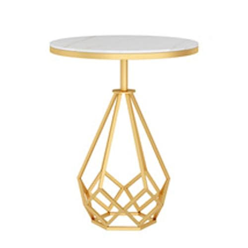 YBNKKUXKN Möbel Couchtisch Moderner runder Teetisch, praktischer dekorativer Tisch, Sofa-Beistelltisch mit goldenem Stativ, geeignet for das Home Office, Weiß/Schwarz(Blanc,40cm) von YBNKKUXKN