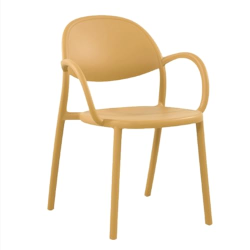 YBNKKUXKN Stühle 2 Stück Esszimmerstuhl, Kunststoff-Rückenlehne, Stuhl for Zuhause, Wohnzimmer, stapelbarer Stauraum, Küchenstuhl mit Armlehnen for Balkon, Café Stuhl(Geel) von YBNKKUXKN