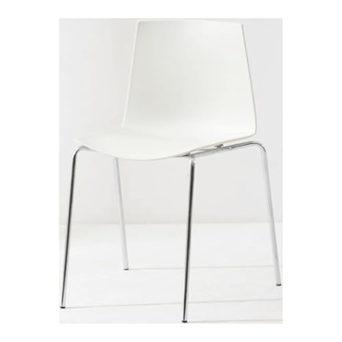 YBNKKUXKN Stühle 2 Stück Stühle Kunststoff-Esszimmerstühle Metallrahmen Freizeit-Rückenlehnenstühle ohne Armlehnen Stapelbare Küchenstühle Café-Stühle Stuhl(Blanc) von YBNKKUXKN