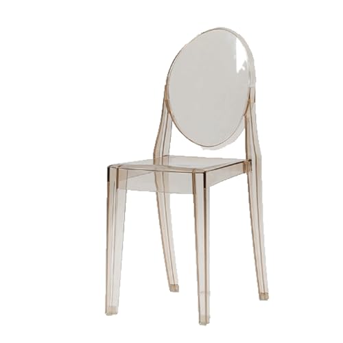 YBNKKUXKN Stühle 2 stücke Kunststoff Stühle Freizeit Rückenlehne Stühle Stapelbar Küche Stühle Acryl Esszimmer Stuhl Café Stühle Transparent Dekorative Stuhl(Amber) von YBNKKUXKN