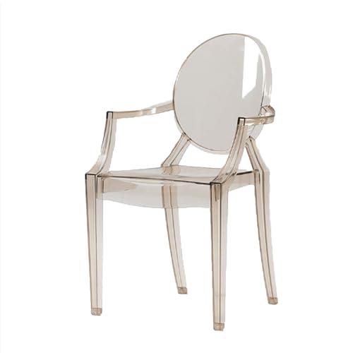 YBNKKUXKN Stühle 2 stücke Kunststoff Stühle Freizeit Rückenlehne Stühle Stapelbar Küche Stühle Acryl Esszimmer Stuhl Café Stühle Transparent Dekorative Stuhl(Amber1) von YBNKKUXKN