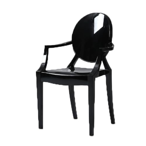 YBNKKUXKN Stühle 2 stücke Kunststoff Stühle Freizeit Rückenlehne Stühle Stapelbar Küche Stühle Acryl Esszimmer Stuhl Café Stühle Transparent Dekorative Stuhl(Black1) von YBNKKUXKN
