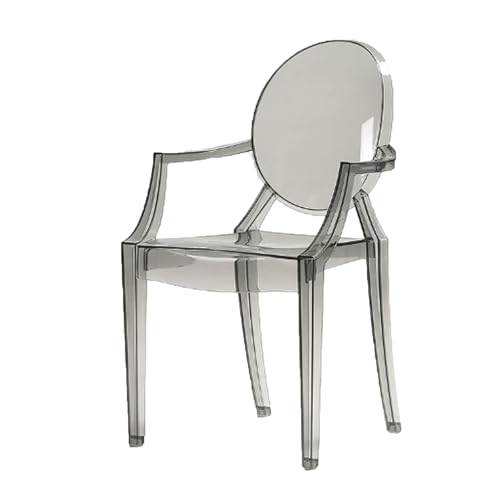 YBNKKUXKN Stühle 2 stücke Kunststoff Stühle Freizeit Rückenlehne Stühle Stapelbar Küche Stühle Acryl Esszimmer Stuhl Café Stühle Transparent Dekorative Stuhl(Gray1) von YBNKKUXKN