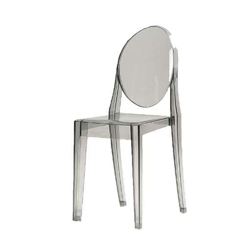 YBNKKUXKN Stühle 2 stücke Kunststoff Stühle Freizeit Rückenlehne Stühle Stapelbar Küche Stühle Acryl Esszimmer Stuhl Café Stühle Transparent Dekorative Stuhl(Grey) von YBNKKUXKN