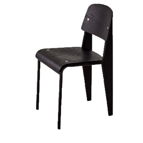 YBNKKUXKN Stühle Retro Esszimmerstuhl Massivholz Home Schreibtischstuhl Caféstuhl mit Rückenlehne Metallrahmen Küchenstuhl for Schlafzimmer Wohnzimmer Stuhl(Black-Black) von YBNKKUXKN