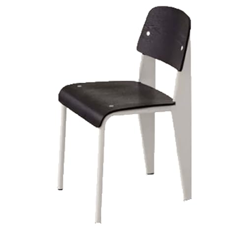 YBNKKUXKN Stühle Retro Esszimmerstuhl Massivholz Home Schreibtischstuhl Caféstuhl mit Rückenlehne Metallrahmen Küchenstuhl for Schlafzimmer Wohnzimmer Stuhl(White-Black) von YBNKKUXKN