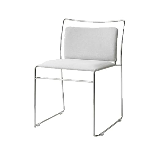 YBNKKUXKN Stühle Schlichter, moderner Esszimmerstuhl mit Metallrahmen, armloser Küchenstuhl, Schwammkissen mit Rückenlehne, Wohnzimmerstuhl, Caféstuhl Stuhl(Blanc) von YBNKKUXKN