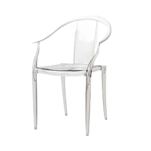 YBNKKUXKN Stühle Transparenter Stuhl Esszimmerstuhl aus Acryl-Kunststoff, einfacher Küchenstuhl mit Armlehnen, großer Sitz, Kaffeestuhl for das Kaffee-Esszimmer zu Hause Stuhl(Blanc) von YBNKKUXKN