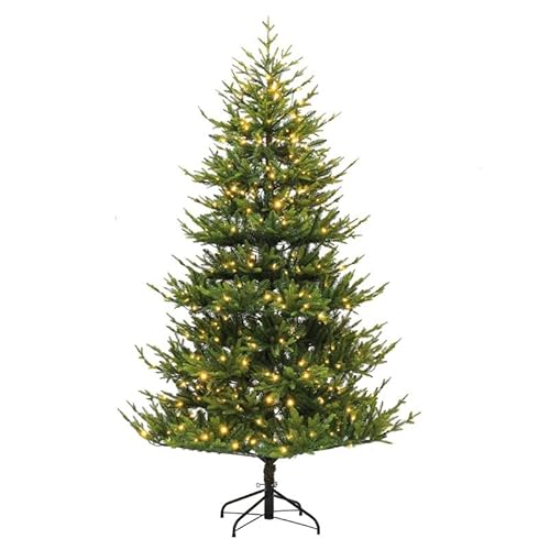 YBNKKUXKN Weihnachtsbaum 2 Stück Künstlicher Weihnachtsbaum 6 Fuß, Nordischer Kiefern-Weihnachtsbaum mit Scharnier und realistischen Zweigen, for Home Office Grün Dekoration(Light,180cm) von YBNKKUXKN