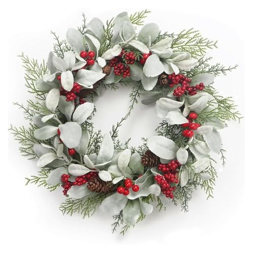 YBNKKUXKN Weihnachtskränze for die Haustür, Kranz mit roten Beeren, Tannenzapfen-Dekor for drinnen und draußen, Weihnachts- und Neujahrsgeschenk von YBNKKUXKN
