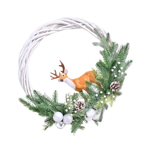 YBNKKUXKN Weihnachtskranz, Türkranz, Dekoration for drinnen und draußen, Weihnachtskranz, Rentierkranz, praktisches Ornament, verleiht Festival-Charme(Color2) von YBNKKUXKN